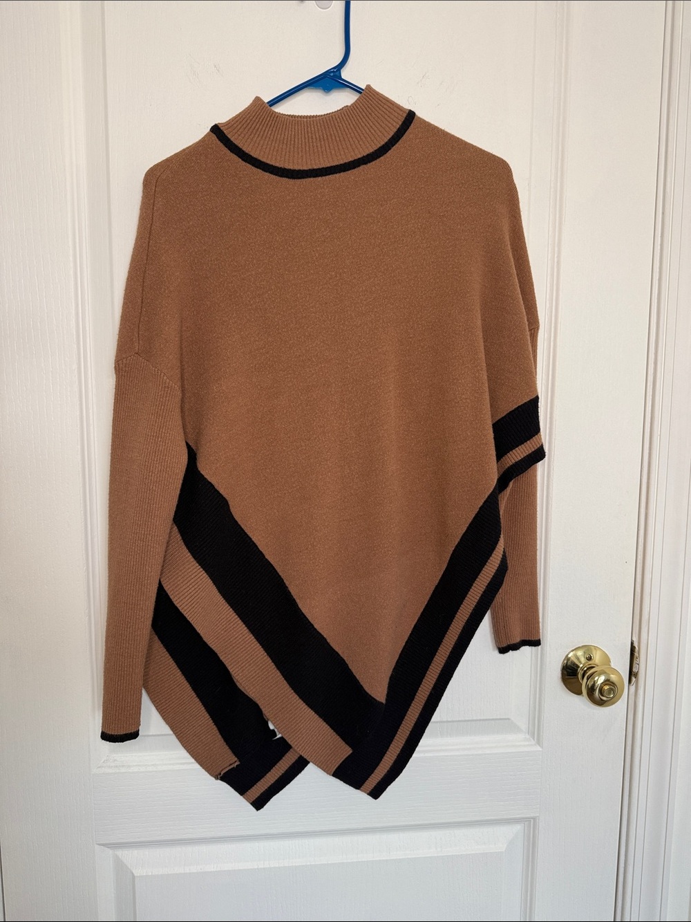River Island Tan and Black Sweater Poncho